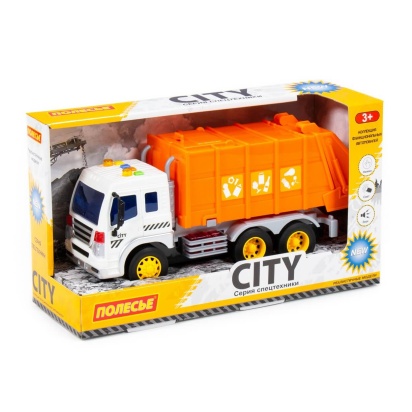 Сити, автомобиль коммунальный инерционный (со светом и звуком) (оранжевый) 86426